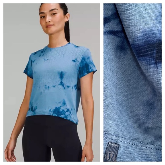 Lululemon Train to Be Short Sleeve Shirt Blue Marble Dye - Picture 1 of 16